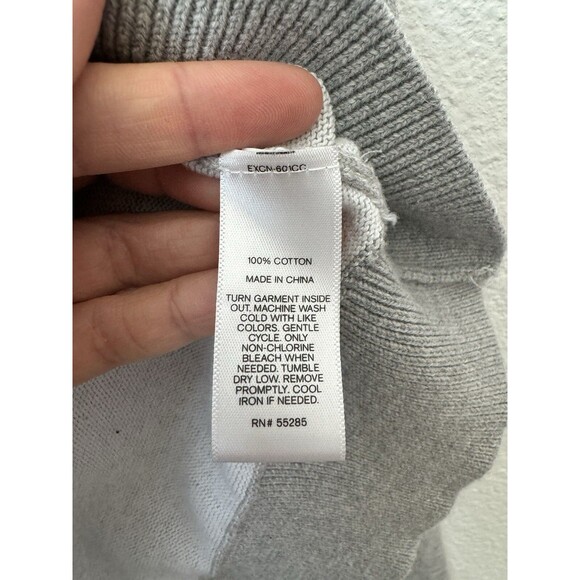 Express Women's Light Gray Long Sleeve Pullover Sweater 100% Cotton Size Large - Picture 6 of 11